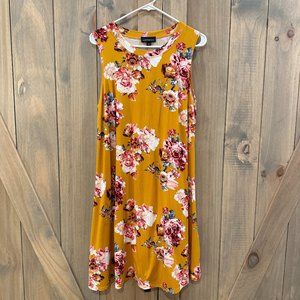 Floral Mustard Sleeveless Dress